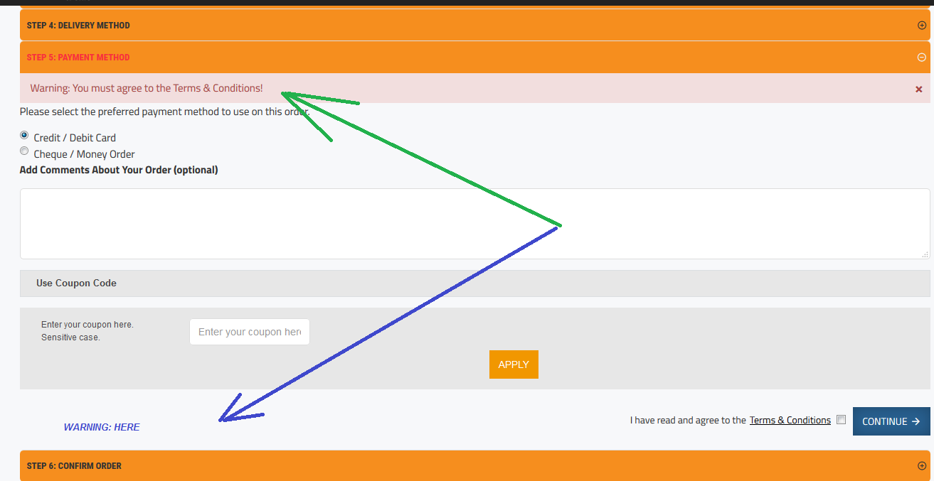 warning message alert in the bottom of Step 5 Payment method.png